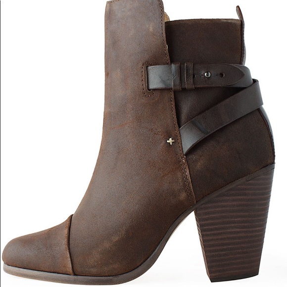 Rag And Bone Kinsey Brown Leather Ankle Booties - Picture 1 of 8